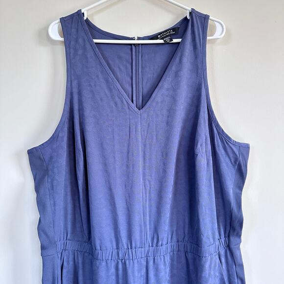 Athleta Brooklyn Textured Jumpsuit Sz 20 Medieval Violet Sleeveless Athleisure - Picture 3 of 12